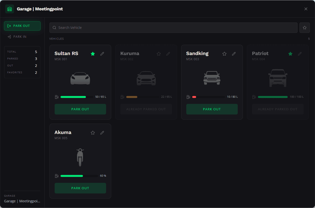 MSK Garage & Impound - In-Game Admin Dashboard | Source