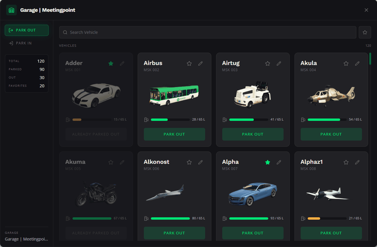 MSK Garage & Impound - In-Game Admin Dashboard | Source